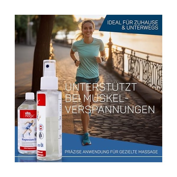 Water & Salt 1 l dhuile de magnésium Zechstein Spray de magnésium avec recharge [testé dermatologiquement] Huile de magnésiu