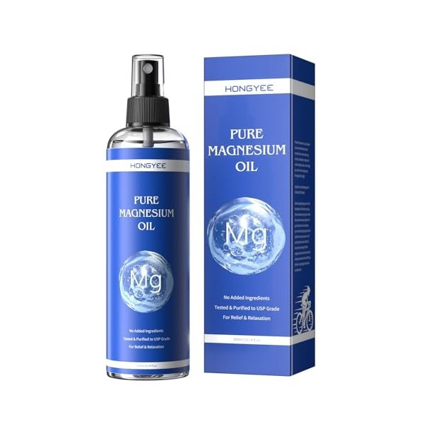 Huile de Magnésium Pure en Spray 300 ml, chlorure de magnésium 100% naturel, huile de magnésium pour le sport et la relaxatio
