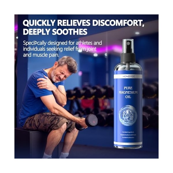 Huile de Magnésium Pure en Spray 300 ml, chlorure de magnésium 100% naturel, huile de magnésium pour le sport et la relaxatio