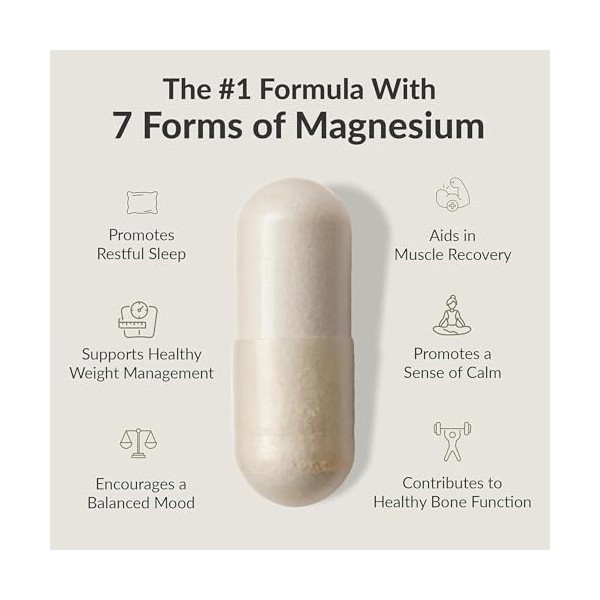 BiOptimizers Magnesium Breakthrough 4.0 Complexe 7-En-1, 30 Gélules Véganes – Magnesium Bisglycinate, Malate, Taurate Et Citr...