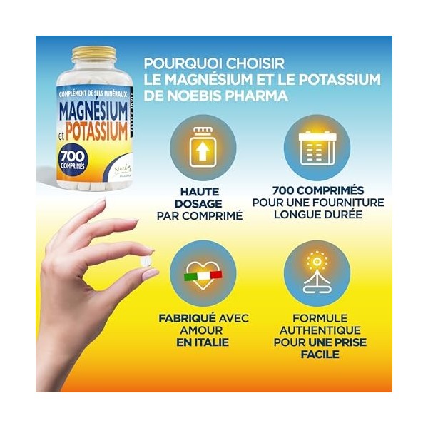 Magnésium et Potassium 4200 comprimés - Citrate de magnésium et de potassium - Contre la fatigue et lépuisement physique, la ...