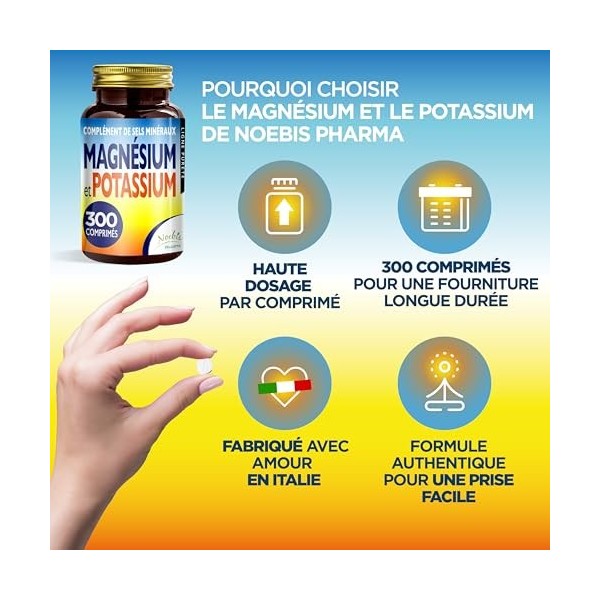 Magnésium et Potassium 1200 comprimés - Citrate de magnésium et de potassium - Contre la fatigue et lépuisement physique, la ...