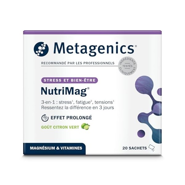Metagenics NutriMag - Complément en Magnésium pour le Stress, la Fatigue & l’Énergie - Triple Action avec Vitamines B6, B12, ...