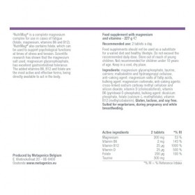 Metagenics NutriMag - Triple Action - Stress, Fatigue, Tensions - Magnésium, Vitamine D & B6, Folate - 180 comprimés Magnésium