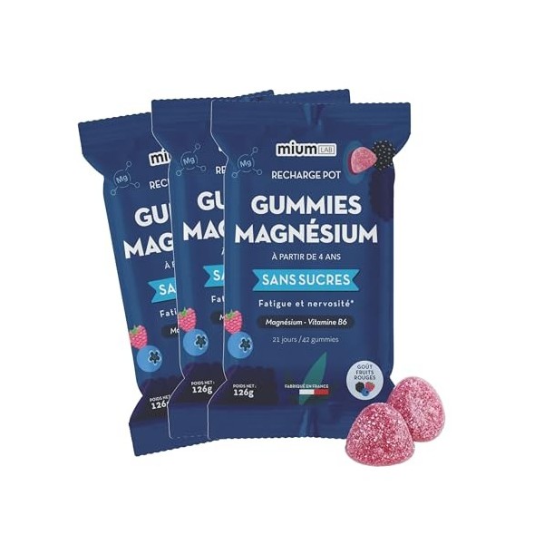 Mium Lab - Citrate de Magnésium Hautement dosé 300mg - Réduit la fatigue, le stress et la nervosité - Vitamine B6 - Éco-rec M...