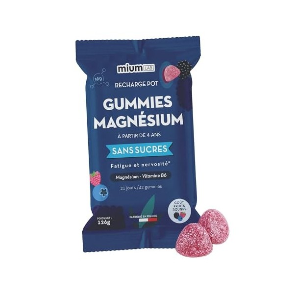 Mium Lab - Citrate de Magnésium Hautement dosé 300mg - Réduit la fatigue, le stress et la nervosité - Vitamine B6 - Éco-rec M...