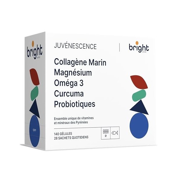 Puissant complément de collagène marin + magnésium + oméga-3 + curcuma. pour les articulations et le bien-être général. 28 sa