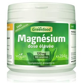 Greenfood Magnésium, 120 mg, dose élevée, 300 comprimés - pour à un métabolisme énergétique normal.Sans additifs artificiels....