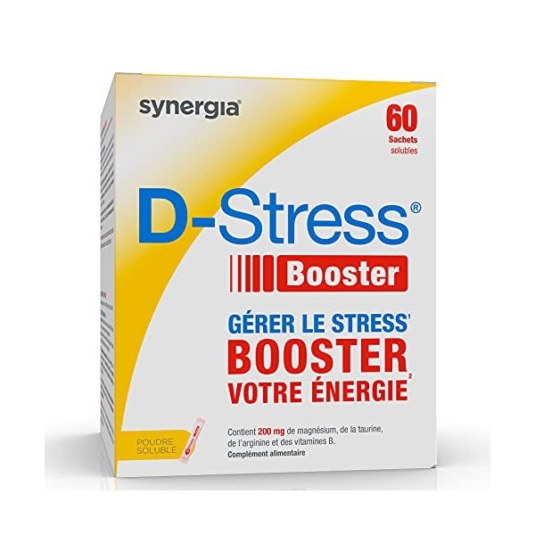 D-STRESS BOOSTER Pack Eco 60 sachets | Magnésium de 3ème génération, Taurine, Arginine, Vitamine B | Booste l’Énergie Physiqu