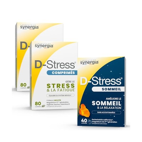 Pack « Stress & Sommeil » | 2 D-Stress COMPRIMÉS 80 Comprimés + D-Stress SOMMEIL 40 Comprimés | Pour des Journées et des Nuit