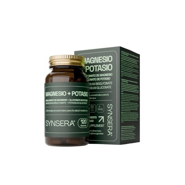 SYNSERA - Magnésium Bisglycinate et Potassium Gluconate - Supplément Premium Haute Absorption - Antifatigue, Sommeil, Stress 