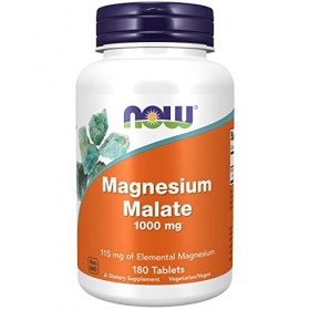 Now Foods, Malate de Magnésium, 1,000 mg, 180 Comprimés végétaliens, Testé en Laboratoire, Sans Gluten, Sans Soja, Végétarien
