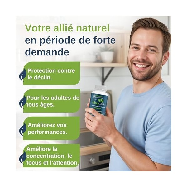 L-Thréonate de Magnésium Magtein® 2000 mg biomundus + Vitamine D3 2000 UI par dose – Fonction cérébrale optimale, sommeil, mé