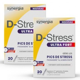 D-Stress ULTRA FORT Pack de 2 Boîtes de 20 sachets | Gère les pics de stress passagers | Aide contre la nervosité | Laboratoi