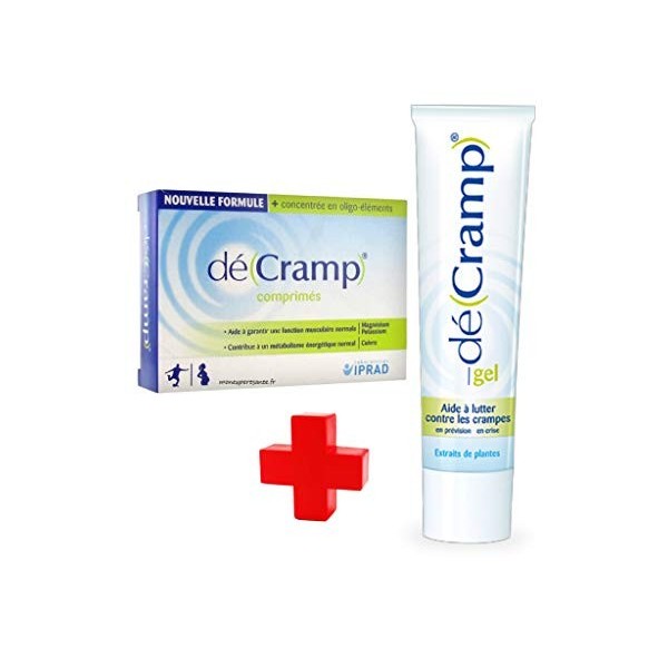 DéCramp KIT contre les crampes - NOUVELLE FORMULE plus concentrée en oligo-éléments - Lot de 1 Boite de 30 Comprimés + 1 Tube