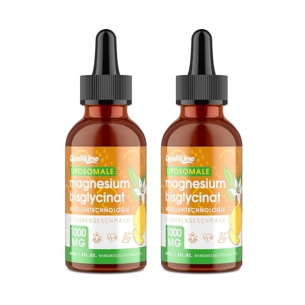 Gouttes De Magnésium Bisglycinate 1000 mg – 140 mg De Magnésium Élémentaire Par Portion – Technologie Micellaire Liposomale, ...