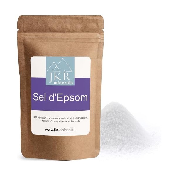 JKR Spices Sel dEpsom de 450 g | DEpsom de qualité alimentaire | Sel de magnésium sulfate alimentaire | MgSO4 dans un sac r M...