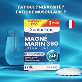 Santarome - Magnésium Marin 360 mg Extra Fort – Vitamine B6 – Fatigue, Stress, Nervosité – Libération Prolongée 24h – Format ...