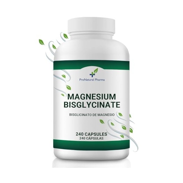Bisglycinate de magnésium|300 mg de magnésium pur à haute biodisponibilité/jour| 240 gélules végétaliennes | Fatigue et fatig