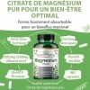 Magnésium Citrate haute dose – 180 gélules véganes | 750 mg par gélule dont 120 mg magnésium élémentaire | Haute biodisponibi