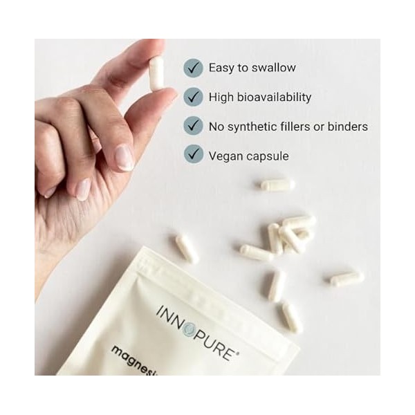 INNOPURE Magnésium Bisglycinate, Complément Alimentaire Hautement Biodisponible - 1000 mg par Portion Fournissant 200 mg de M