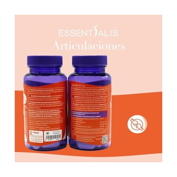 Essentialis Articulations - Collagène hydrolysé marin haute biodisponibilité, Ac Hyaluronique, Vit. C et Magnésium - Les 4 in