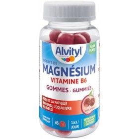 Alvityl Magnésium Gummies goût Cerise - Vitamine B6 – Sans Sucre - Aide à réduire la fatigue - Favorise l’équilibre nerveux –...