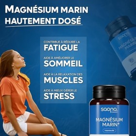 Magnésium Marin 300 mg - Vitamine B6 | Fatigue - Stress - Sommeil | 4 mois de cure | 120 Gélules | Fabriqué en France