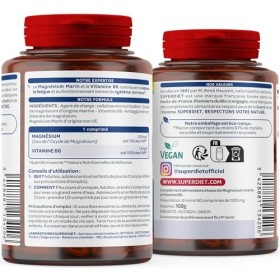 SUPERDIET - Magnésium Marin et Vitamine B6 - Réduction de la fatigue, Bon fonctionnement du système nerveux- 90 comprimés