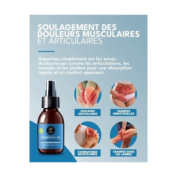 Huile de magnésium ultra pure en spray 100 ml – Huile de Zechstein pure 100% naturelle de Organic Magnesium | Parfait pour le...