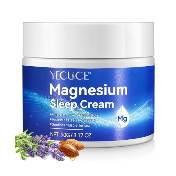 Crème de Magnésium pour Sommeil, Crème de Magnésium Calme pour Les Crampes Dans Les Jambes, avec Chlorure de magnésium, Huile
