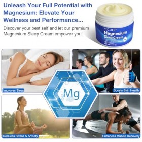 Crème de Magnésium pour Sommeil, Crème de Magnésium Calme pour Les Crampes Dans Les Jambes, avec Chlorure de magnésium, Huile