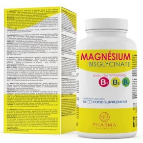 Magnesium bisglycinate avec Vitamine B5, B6 et B1 – Complément alimentaire de 60 gélules avec 250 mg de bisglycinate de magné