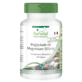 Fairvital | Magnésium bisglycinate 500mg - avec 200mg de magnésium par dose journalière - 90 gélules - qualité contrôlée et h