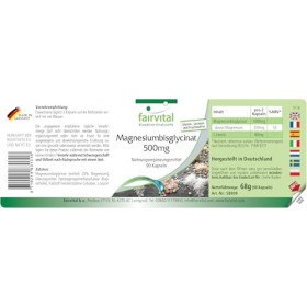 Fairvital | Magnésium bisglycinate 500mg - avec 200mg de magnésium par dose journalière - 90 gélules - qualité contrôlée et h