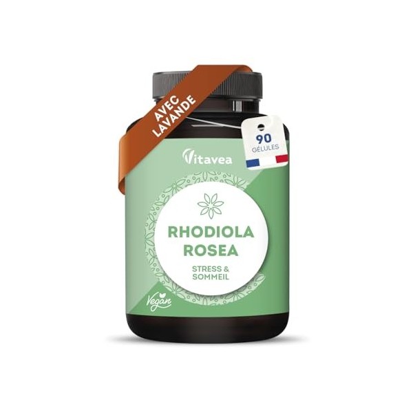 Rhodiola Rosea 1520 mg Extrait 4:1 - Avec Lavande - Anti-Stress, Fatigue, Humeur & Équilibre Mental – 90 Gélules - Vegan - 