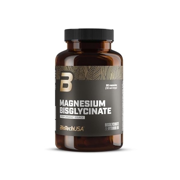 BioTechUSA Magnesium Bisglycinate from organic sources | Magnésium + vitamine B6 | Complément alimentaire à base de magnésium