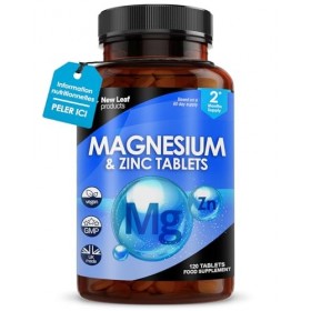 120 Comprimés Magnésium 516 mg, Compléments de Magnésium avec Zinc, Soutient la Fonction Normale des Muscles et des Os, Comba