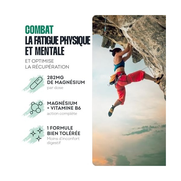 Impulse Nutrition - Magnésium Bisglycinate - Vitamine B6 - Fatigue, Énergie & Récupération - Haute Absorption - Complément Al...