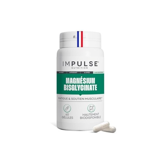 Impulse Nutrition - Magnésium Bisglycinate - Vitamine B6 - Fatigue, Énergie & Récupération - Haute Absorption - Complément Al...