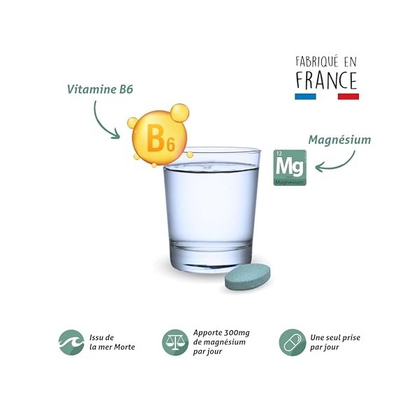 BLANCHE BRESSON - Magnésium Marin 300 mg renforcé en Vitamine B6 - Contre la Fatigue et le Stress, Relaxation, Energie, Déten