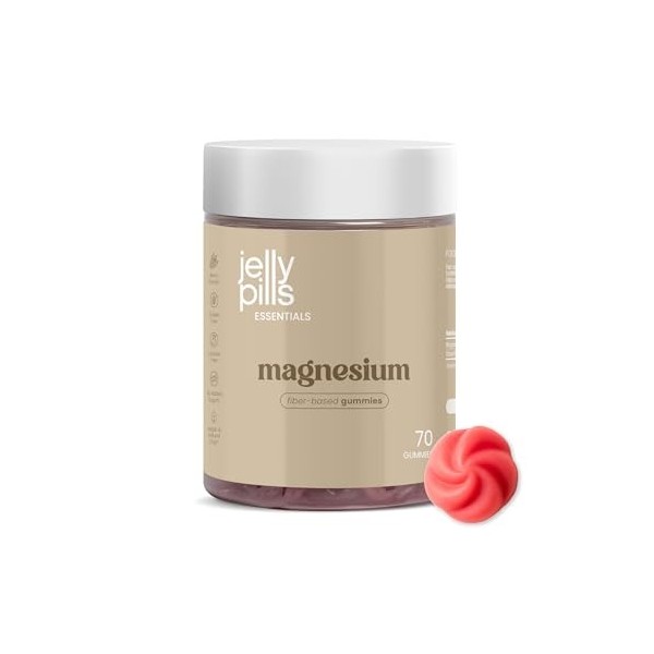 Jelly Pills Gummies Magnésium 180 mg + Vitamine B6 – 70 Gummies Véganes – Sans Sucres Ajoutés – Goût Fruits Rouges – Réductio