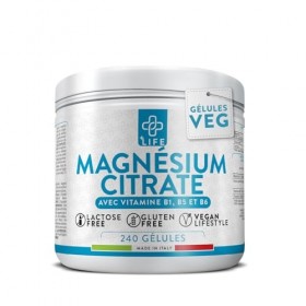 Magnesium Citrate 300mg Par Dose PiùLife, 2 Par Jour Avec Vitamine B6 B5 B1, Complément Citrate De Magnesium Pur, Système Ner...