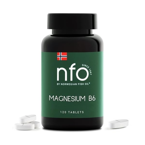 NFO Magnésium B6 [120 comprimés] Complexe naturel norvégien de magnésium et de vitamine B6 pour la régulation du système nerv