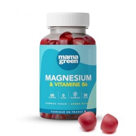 Mama Green - Gummies Magnesium - Contribue à réduire la fatigue - Contribue à un métabolisme énergétique normal - 60 gummies 
