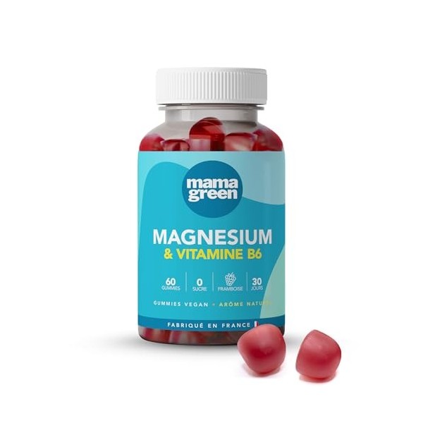 Mama Green - Gummies Magnesium - Contribue à réduire la fatigue - Contribue à un métabolisme énergétique normal - 60 gummies 