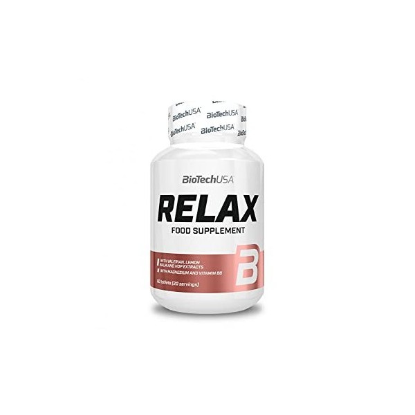 BioTechUSA Relax, Complément alimentaire en comprimés aux vitamines, au magnésium organique et aux extraits de plantes, 60 co