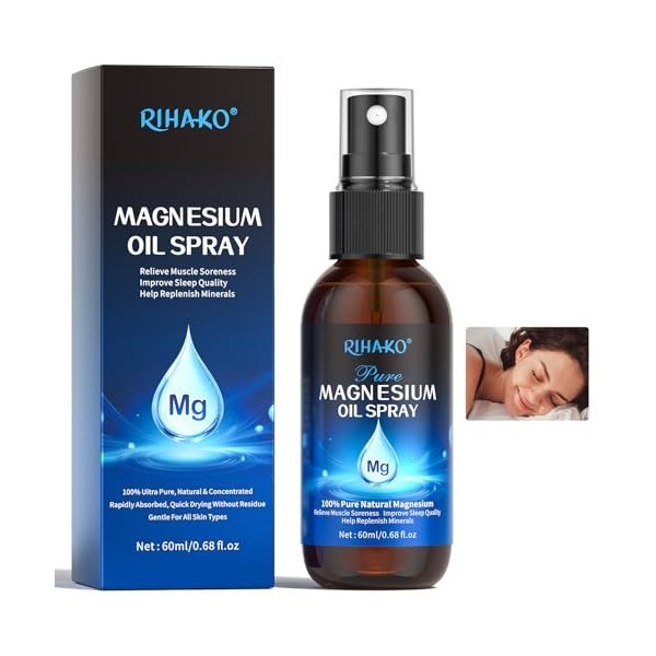 Spray Dhuile de Magnésium pur, Huile Mg100% Biologique pour les Pieds, Efficace pour Soulager Muscles, Spray Topique Naturel