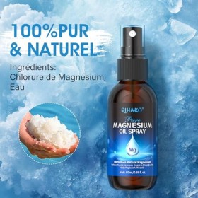 Spray Dhuile de Magnésium pur, Huile Mg100% Biologique pour les Pieds, Efficace pour Soulager Muscles, Spray Topique Naturel
