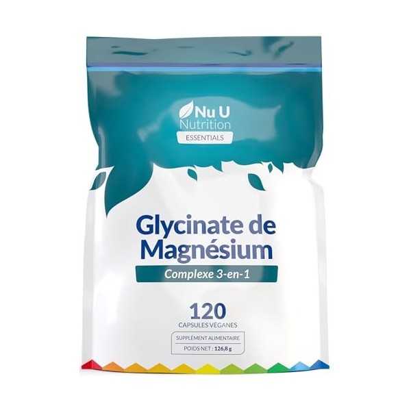 Magnésium Glycinate 3-en-1 Complex 1813mg - 120 Capsules Véganes - Bisglycinate, Citrate & Malate à Triple Absorption - 384mg